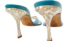 Y2K Jimmy Choo Blue Mother Of Pearl Detailed Kitten Heel Sandals