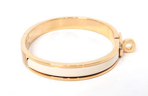 Hermes Clic Kelly 18k Gold Plated & White Enamel Bangle Bracelet