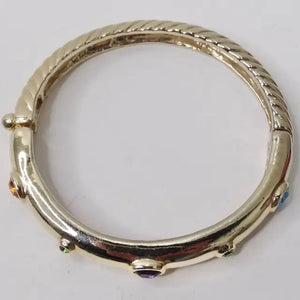 1980s 18K Gold Plated Rhinestone Cuff Bracelet