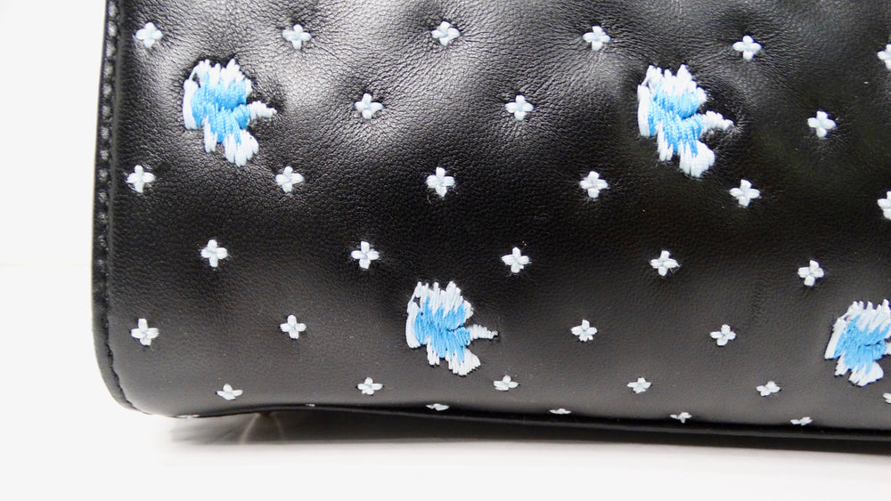 Christian Dior Black Calfskin Embroidered Flower Lady Dior Handbag circa 2015