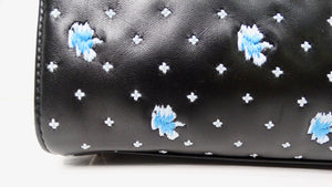 Christian Dior Black Calfskin Embroidered Flower Lady Dior Handbag circa 2015