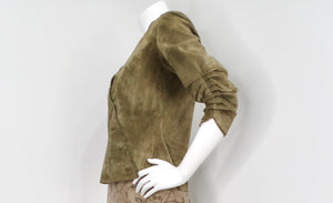1990s Olive Green Suede Wrap Jacket