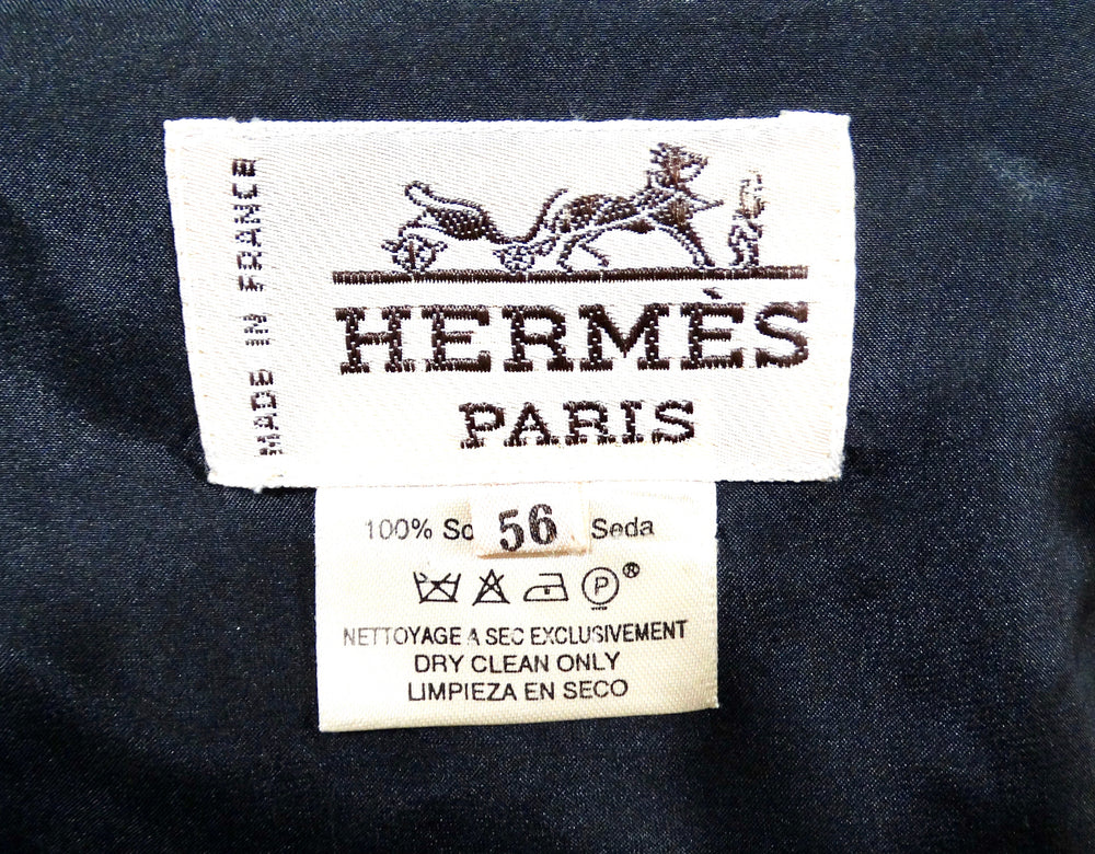Hermes Black & Gold Des Tuileries Silk Print Vest circa 1990s