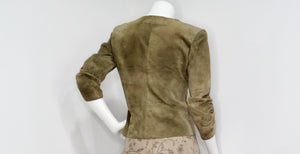 1990s Olive Green Suede Wrap Jacket