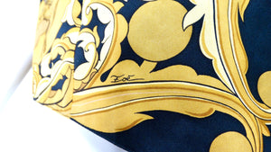 Hermes Black & Gold Des Tuileries Silk Print Vest circa 1990s