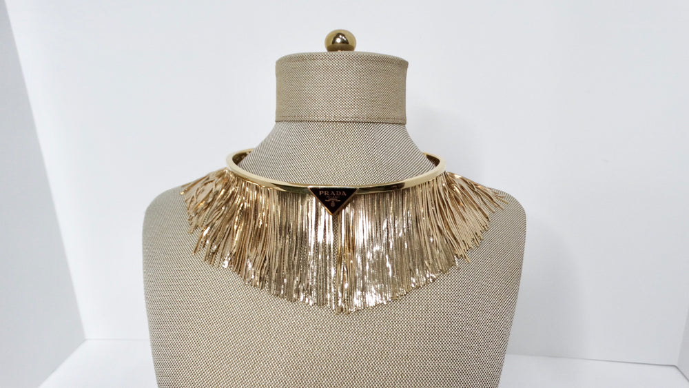 Prada 14k Gold Plated Fringe Choker