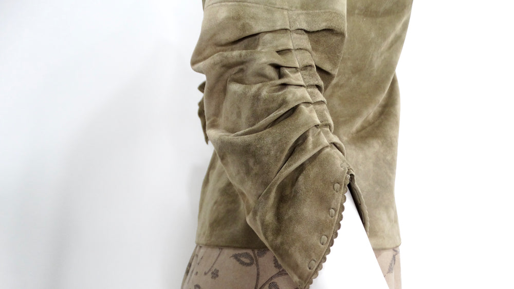 1990s Olive Green Suede Wrap Jacket