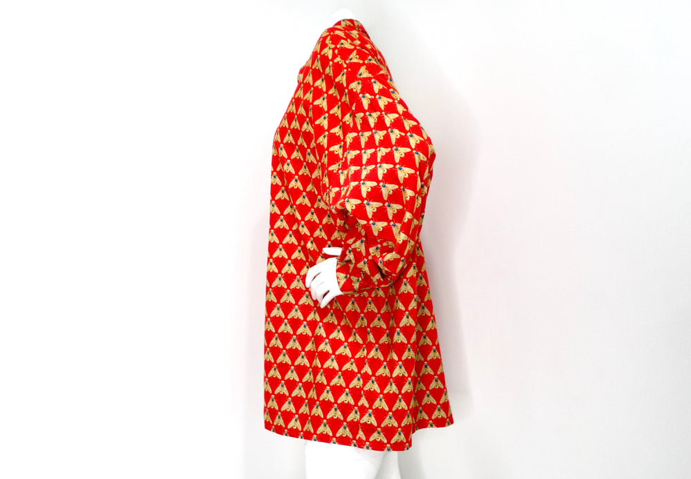 Gianni Versace Bee Print Corduroy Button-Up Long-Sleeve Shirt circa 1990s