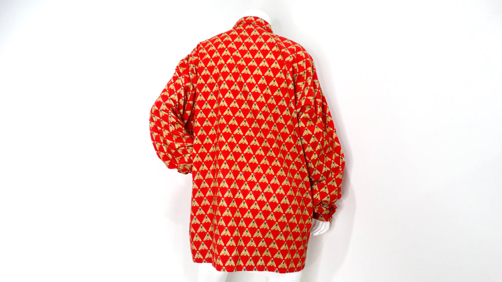 Gianni Versace Bee Print Corduroy Button-Up Long-Sleeve Shirt circa 1990s