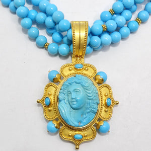 Carolyn Tyler 22K Gold Sleeping Beauty Turquoise Necklace & Earrings Set