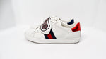 Gucci Crystal Web "LOVED" White Calfskin Leather Sneakers