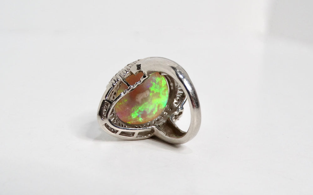 Australian Opal & Diamonds Platinum Cocktail Ring