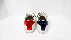 Gucci Crystal Web "LOVED" White Calfskin Leather Sneakers