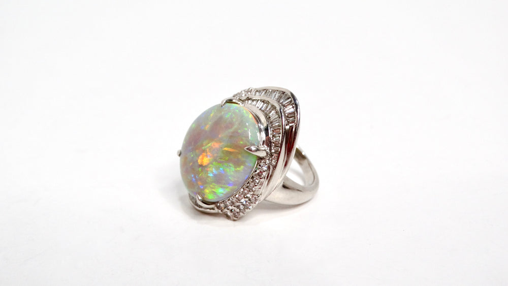 Australian Opal & Diamonds Platinum Cocktail Ring