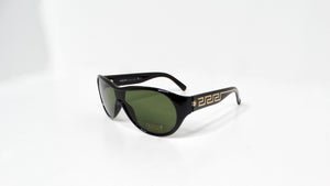 Versace 439 Aviator Black & Green Sunglasses With Gold Greca Detailing