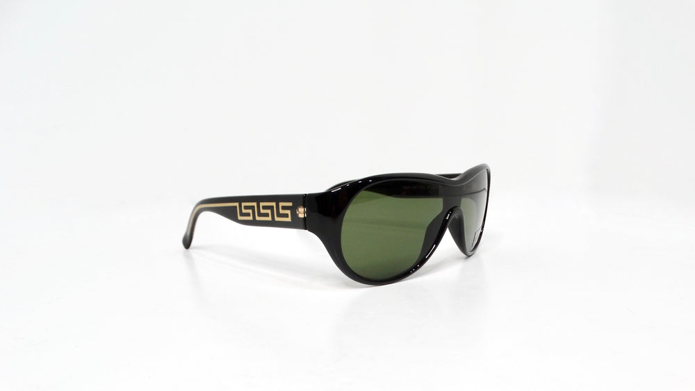 Versace 439 Aviator Black & Green Sunglasses With Gold Greca Detailing