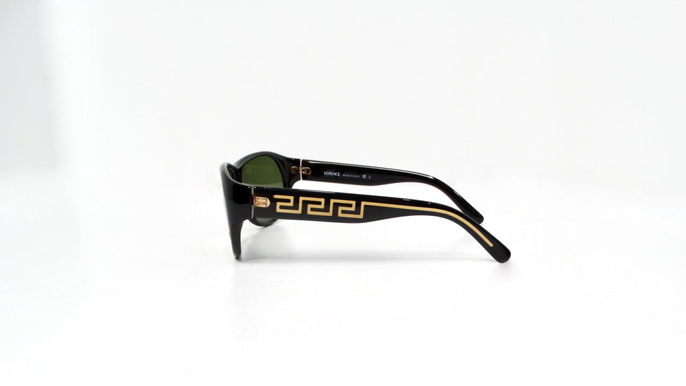 Versace 439 Aviator Black & Green Sunglasses With Gold Greca Detailing