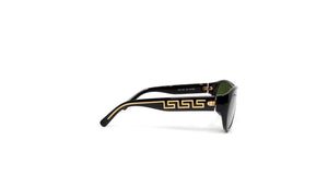 Versace 439 Aviator Black & Green Sunglasses With Gold Greca Detailing