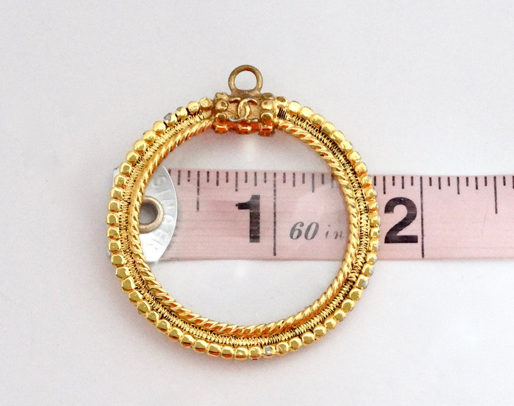 Chanel Magnifying Glass Gold Plated Pendant