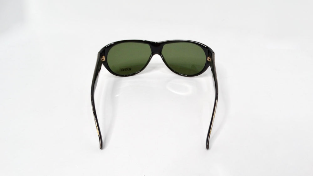 Versace 439 Aviator Black & Green Sunglasses With Gold Greca Detailing