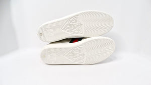 Gucci Ace White Calfskin Faux Pearl Accent & Spike Sneakers