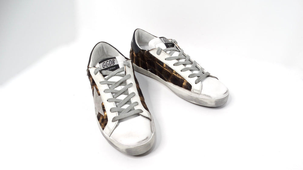 Golden Goose Metallic Leather Animal Print Sneakers