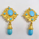 Carolyn Tyler 22K Gold Sleeping Beauty Turquoise Dangle Earrings