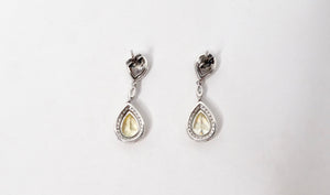 Yellow Synthetic Diamonds & Sterling Silver Tear Drop Earrings