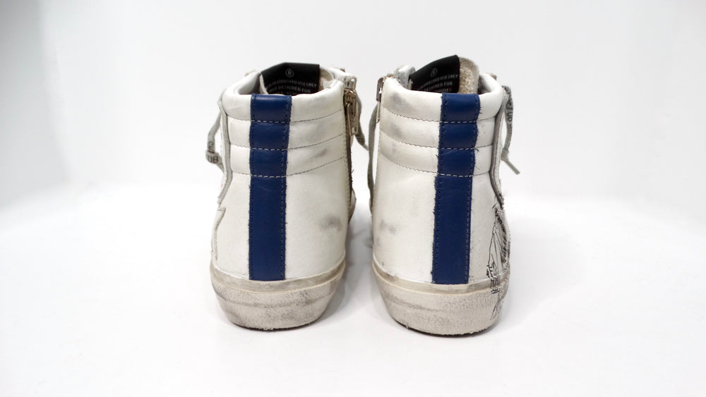 Golden Goose I LOVE NY Hightop Distressed Leather Sneakers