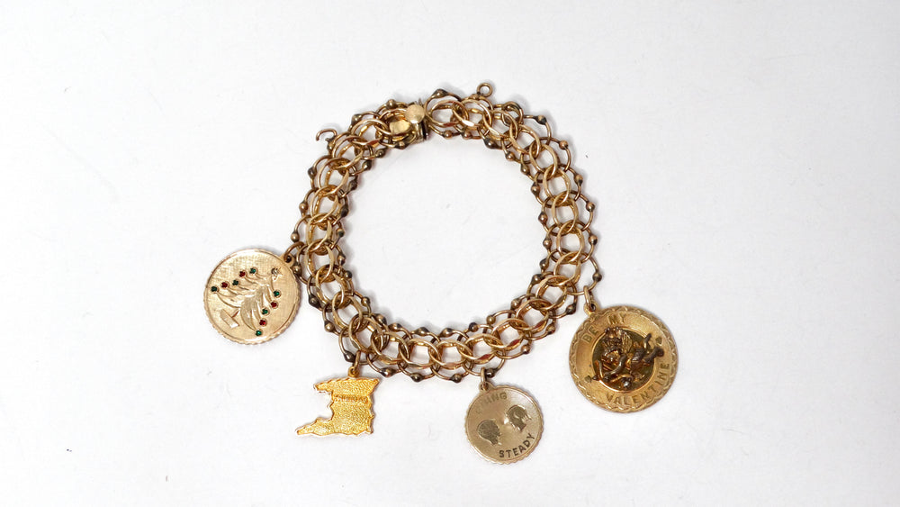 1970s 12k Gold Charm Bracelet - 1 Of 20