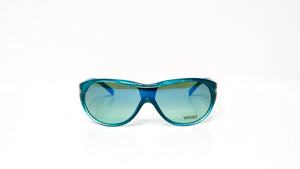 Versace Y2K 439 Teal Gradient Shield Sunglasses With Gold Greca Detailing