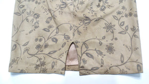 1980s Emanuel Ungaro Tan Suede Floral Print Skirt