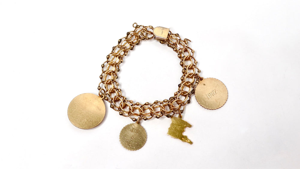 1970s 12k Gold Charm Bracelet - 1 Of 20