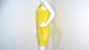 Versus Versace Yellow Sleeveless Mini Dress With Lion Motif Eyelets