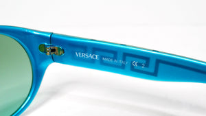 Versace Y2K 439 Teal Gradient Shield Sunglasses With Gold Greca Detailing