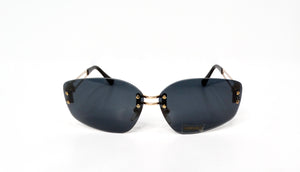 Versace 1990s Dark Blue Tinted and Gold-Tone Metal Rectangular Sunglasses