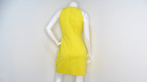 Versus Versace Yellow Sleeveless Mini Dress With Lion Motif Eyelets