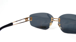 Versace 1990s Dark Blue Tinted and Gold-Tone Metal Rectangular Sunglasses