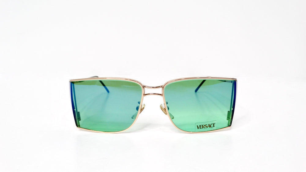 Versace X47 Green & Blue Ombre Sunglasses With Etched Medusa Motif