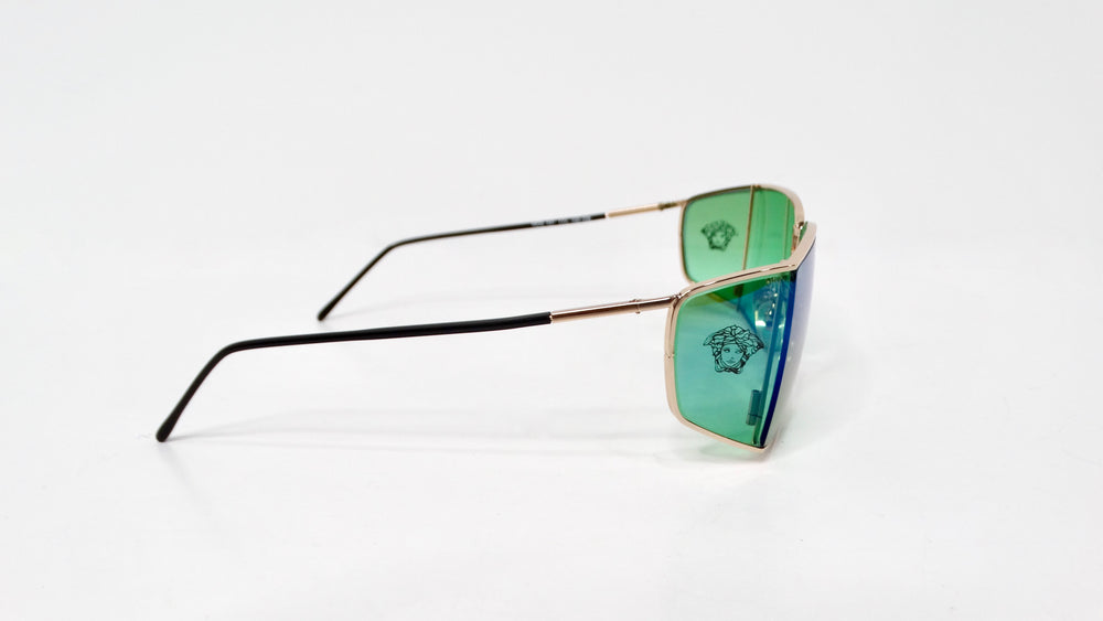 Versace X47 Green & Blue Ombre Sunglasses With Etched Medusa Motif