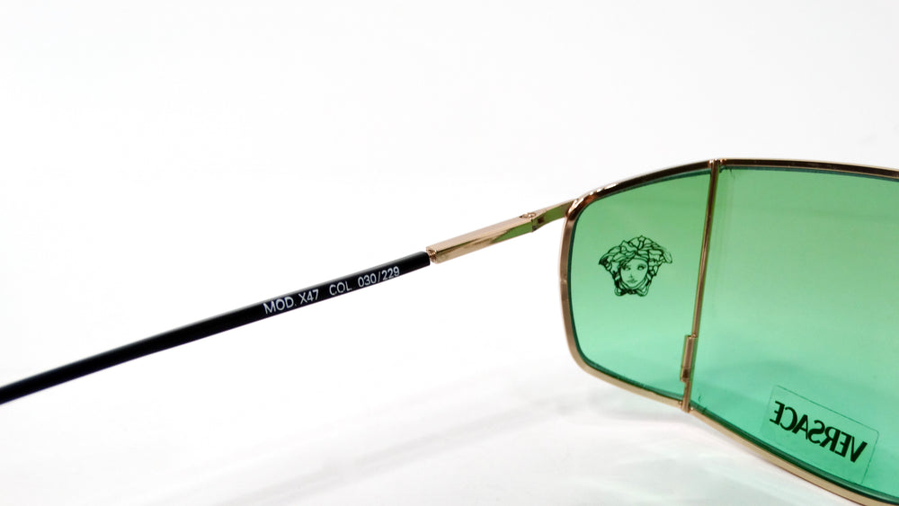 Versace X47 Green & Blue Ombre Sunglasses With Etched Medusa Motif