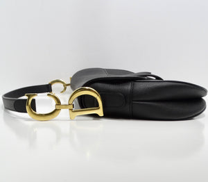 Christian Dior Medium Saddle Bag in Black Calfskin