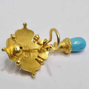 Carolyn Tyler 22K Gold Sleeping Beauty Turquoise Dangle Earrings