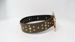 Escada Khaki Leather Gold-Tone Studded Statement Belt