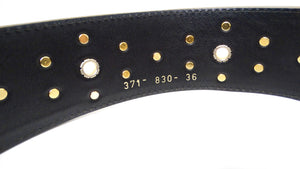Escada Khaki Leather Gold-Tone Studded Statement Belt