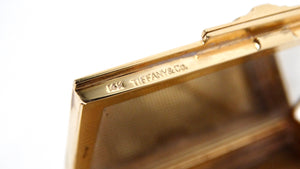 Tiffany & Co 1940s 14k Gold Compact Mirror Box With Ruby Detail