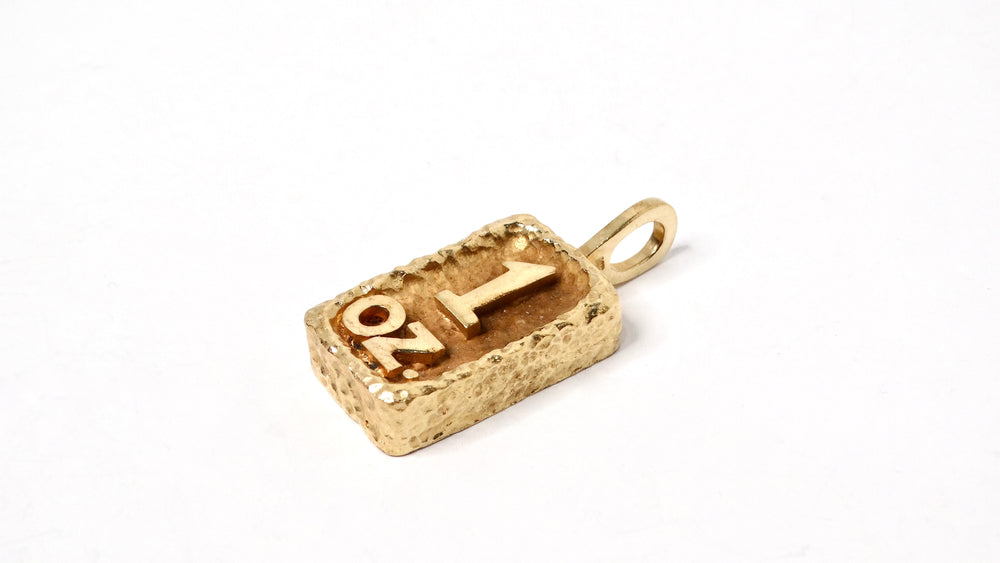 "1 OZ" Rectangular 14k Gold Bar Wax Pattern Pendant