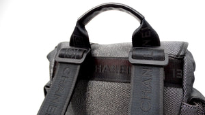 Chanel Circa 2007 Sports Line Black & Silver Canvas Backpack