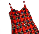 Dolce & Gabbana Red Plaid Studded Wool Dress