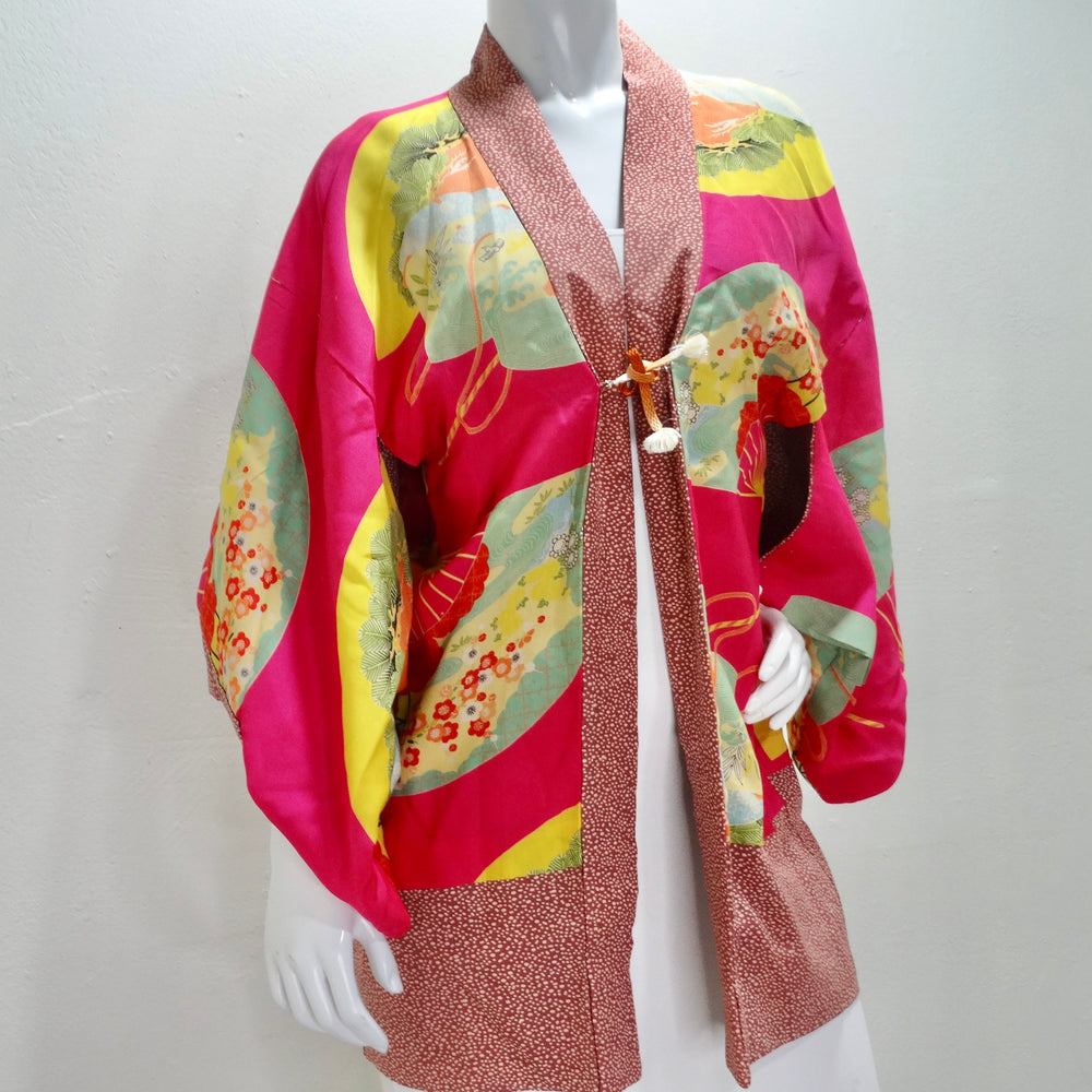 1940s Silk Multicolor Printed Kimono